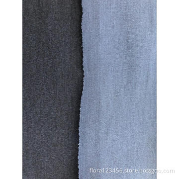 Textured double -faced denim fabric